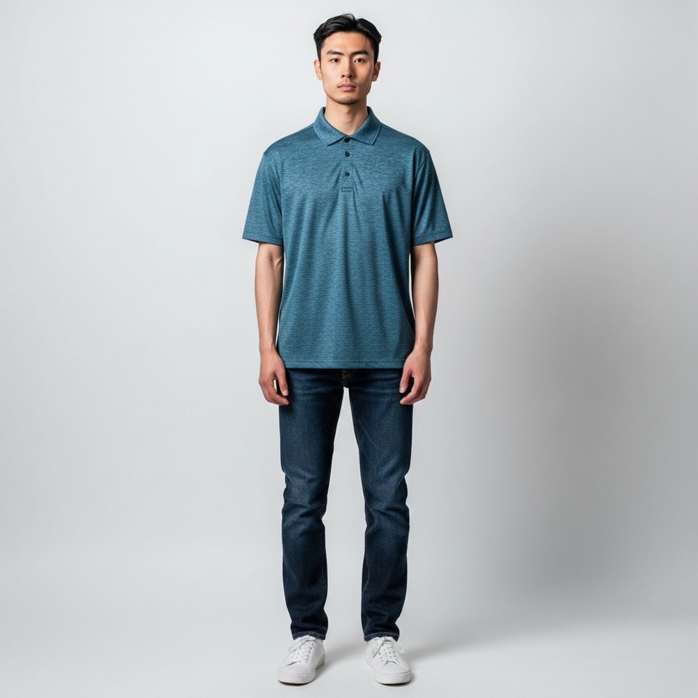 F.O.G. by London Fog Polo Shirt Men’s Large Blue Black “Outerspace” Short Sleeve